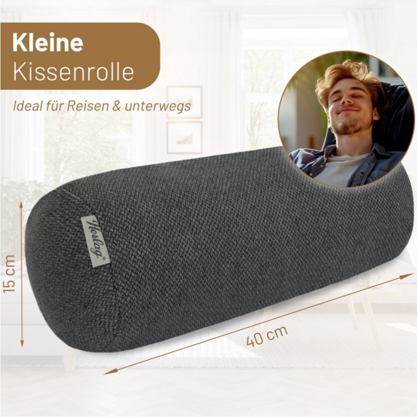 Herlag Nackenrolle LUXE, 65x20cm oder 40x15cm Nackenrolle, Kissenrolle, Dekokissen, waschbar Bild 3