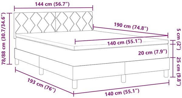 vidaXL LED Boxspringbett mit Kopfteil Schwarz 140 x 190 cm Samt 3342718 Bild 11