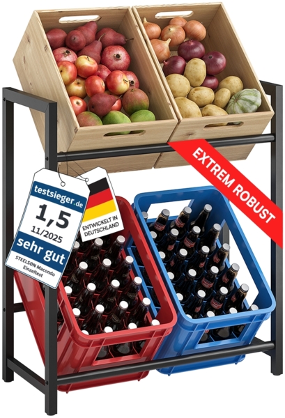 STEELSØN 'Macondo' Getränkekistenregal, Metall, schwarz, 85x75x33 cm, Getränkeregal für 4 Kisten