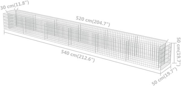 DELUKE® Gabionen Hochbeet ROON aus Stahl 540x50x50cm Steinkorb Gabionengitter Ziergabione Steingabione Drahtkorb befüllbar Bild 2