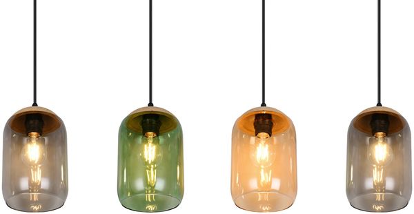 Pendelleuchte CORK, Lampenschirme bunt aus recyceltem Glas, Breite 90cm Bild 7