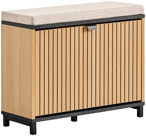 SoBuy FSR201-N Schuhbank, Spanplatte, Melamin, Helle Eiche, 60 x 50 x 24 cm