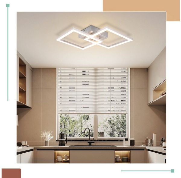 Nettlife LED Deckenleuchte Modern Schwarz/Weiß Eckig Schlafzimmer 24W Metall 3000K/4000K, LED fest integriert, Neutralweiß, Deckenbeleuchtung für Wohnzimmer Flur Schlafzimmer Küche