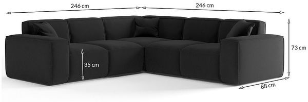 Ecksofa Designersofa CELES in Stoff Opera Velvet Grün Seite Universal Bild 2