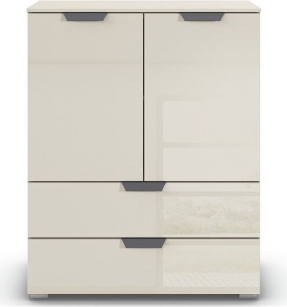 rauch Aditio Box, Kommode, 2-türig, 2 Schubladen, mit Glasfront, mit Softclose-Funktion, Farbe Beige, BxHxT 80x100x42cm Bild 2
