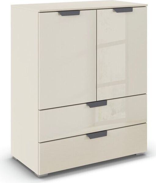 rauch Aditio Box, Kommode, 2-türig, 2 Schubladen, mit Glasfront, mit Softclose-Funktion, Farbe Beige, BxHxT 80x100x42cm Bild 3