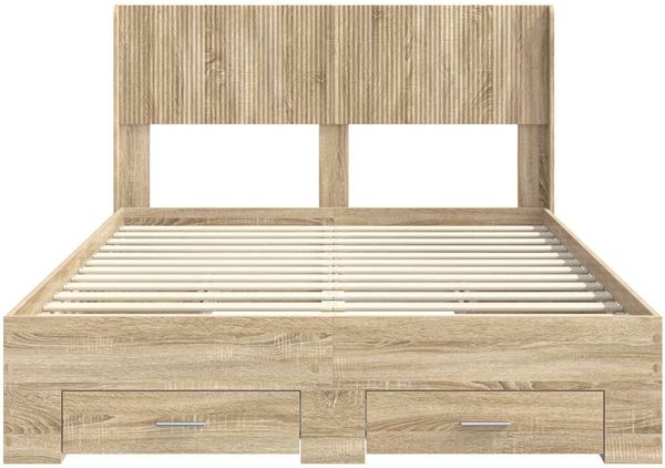 vidaXL Bettgestell mit Stauraum und Kopfteil Sonoma-Eiche 3414469 Bild 6