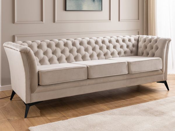 S-Style Möbel Chesterfield-Sofa Whitby, 3-Sitzer aus Samt mit goldenen, silbernen oder schwarzen Füßen, mit Wellenfederung