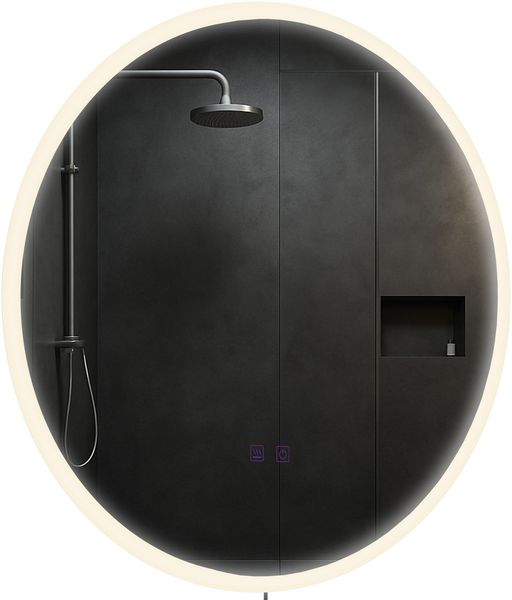 Badspiegel LINZ 60 mit Bluetooth - 60 x 3,5 x 60 cm, Glas, Klarglas | Badezimmerspiegel Wandspiegel