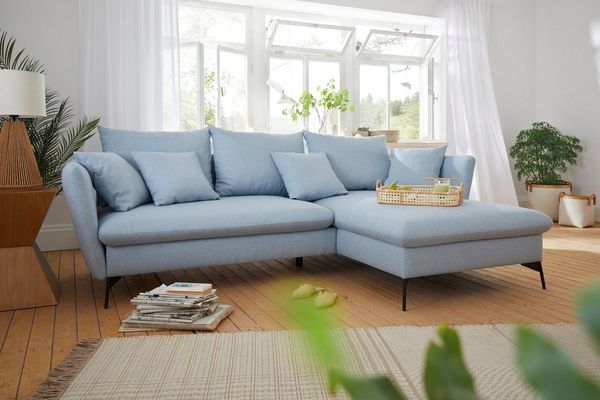OTTO home Ecksofa LIVORNO,258 cm, L-Form, Schlaffunktion u. Bettkasten (139/224cm), Samt, Struktur, Webstoff