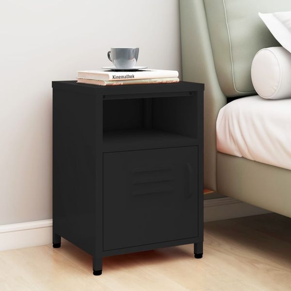 vidaXL Nachttisch Schwarz 35x35x51 cm Stahl 336223