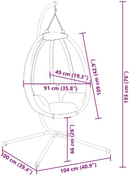 vidaXL Hängesessel Ei-Design mit Ständer Beige Stoff und Stahl 4007401 Bild 8