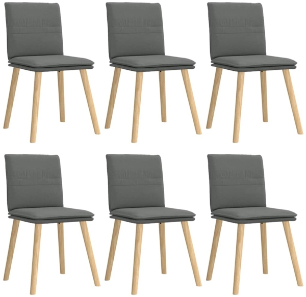 vidaXL Esszimmerstühle 6 Stk. Dunkelgrau Stoff 3315626
