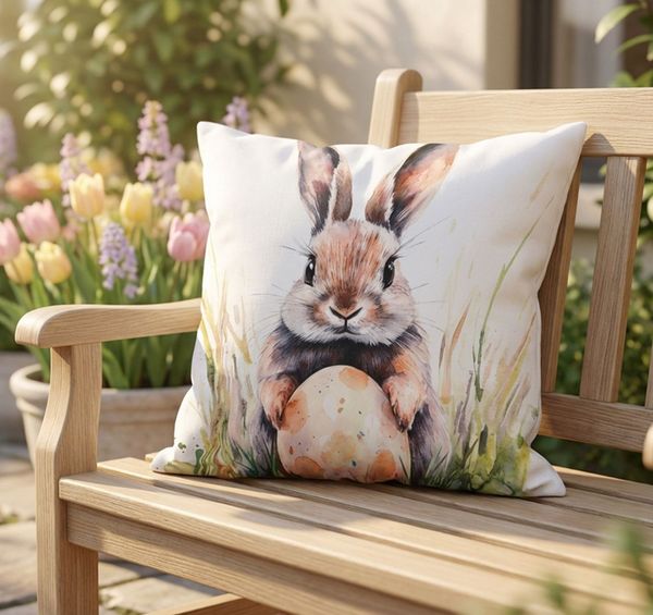 formano Dekokissen Outdoor Deko Kissen mit Füllung 45 cm Ostern Hase mit Osterei