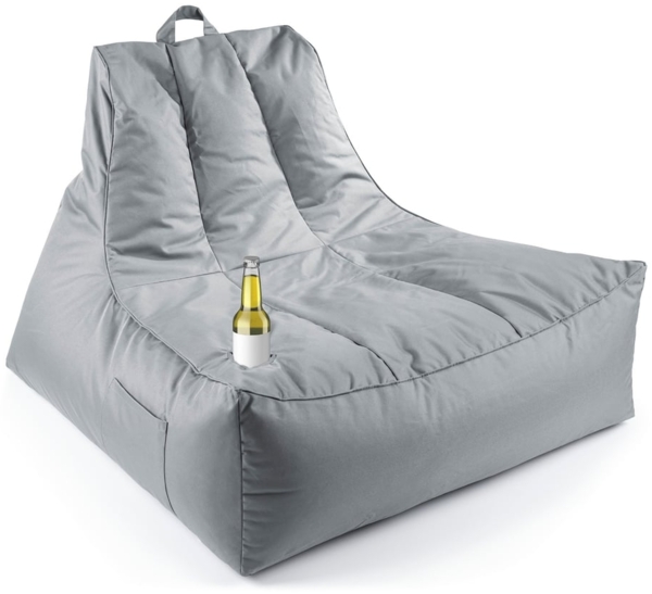 Lumaland Sitzsack Sitzsack-Lounge In-& Outdoor 380l grau, mit Flaschenhalter
