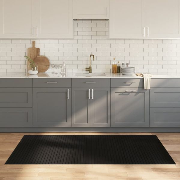 vidaXL Teppich Rechteckig Schwarz 100x200 cm Bambus 376804