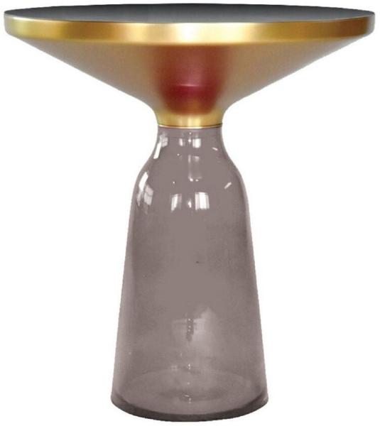 Casa Padrino Luxus Beistelltisch Schwarz / Grau / Gold Ø 50 x H. 53 cm - Runder Glas Tisch - Moderne Wohnzimmer Möbel Bild 1