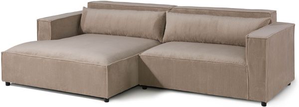 Ecksofa Ottomane links Cord Velours 266x150x80 beige FINN