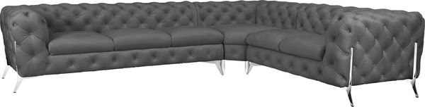 Leonique Chesterfield-Sofa Amaury L-Form, großes Ecksofa, Chesterfield-Optik, Breite 323 cm, Fußfarbe wählbar