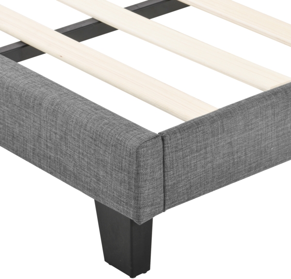 Polsterbett 90x200 cm mit gepolstertem Kopfteil, Stoffbett in Grau, stabile Holzlatten, ruhiges Design Bild 10