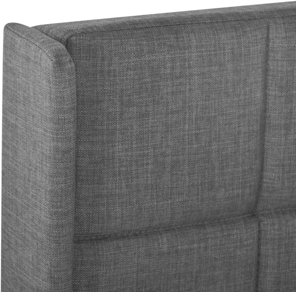 Polsterbett 90x200 cm mit gepolstertem Kopfteil, Stoffbett in Grau, stabile Holzlatten, ruhiges Design Bild 9