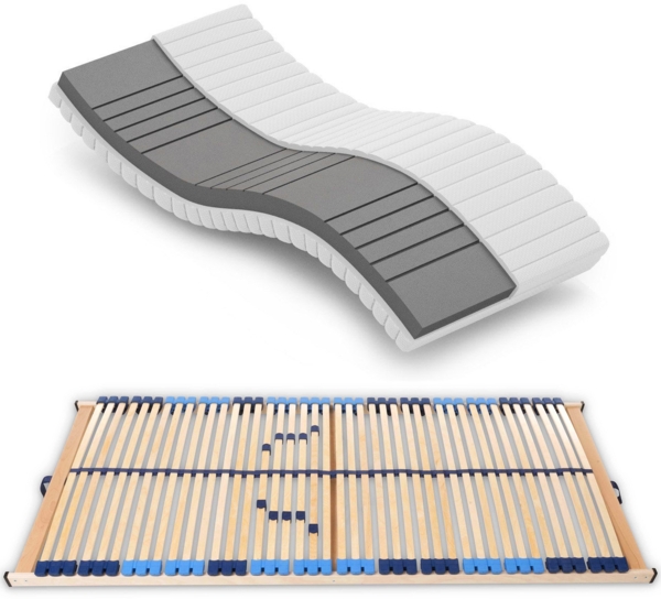 Matratzenset Betten-ABC KSP-500, Größe 140 x 220cm Härtegrad H2+ Lattenrost Superflex NV, 42 Leisten