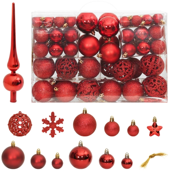 vidaXL 111-tlg. Weihnachtskugel-Set Rot Polystyrol 356110