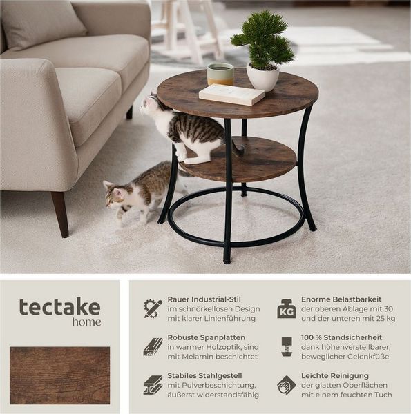 tectake Beistelltisch Saint Louis (1-St, 1 tlg), Geschwungener Beistelltisch im trendigen Industrial Look