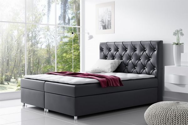 Boxspringbett DOLCE Kunstleder Schwarz 200x200 cm