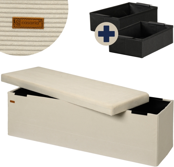 CASARIA® Sitzbank mit Stauraum Cord inkl. Boxen L Beige