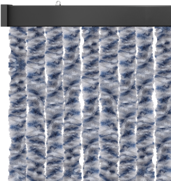 Flauschvorhang 80x185 cm in Meliert blau - weiß - silber, perfekter Insekten- und Sichtschutz für Ihre Balkon- und Terrassentür, viele Farben