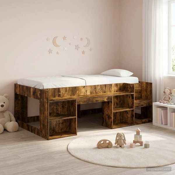 vidaXL Kinderbettgestell mit Stauraum Geräucherte Eiche 90 x 190 cm 3422631
