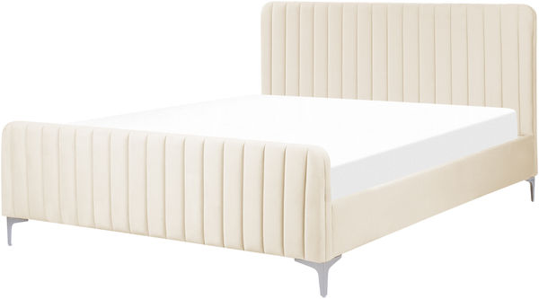 Bett mit Lattenrost LUNAN 160 x 200 cm Samtstoff Helles Beige
