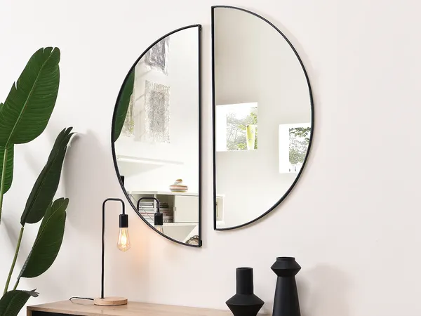 Vente-unique - GAVRA Spiegel Metall Schwarz - B 1 cm x H 100 cm x L 50 cm
