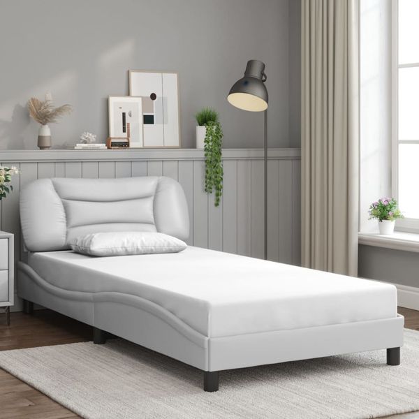 vidaXL Bettgestell ohne Matratze "Hvar" Weiß 100x200 cm Kunstleder 3207982