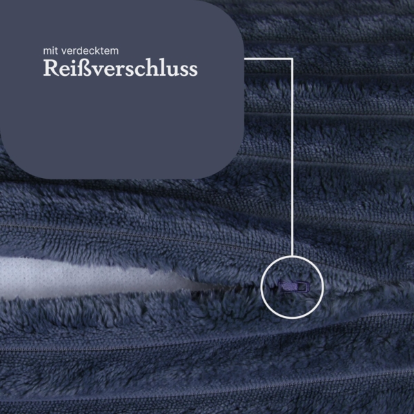 Sofakissen 70 x Ø20cm ( 2er Pack / Dunkelblau ) Cord Optik - Kuschelig weicher Bezug mit Reißverschluss - Kissen - Öko Tex - Sofakissen, Dekokissen Bild 4