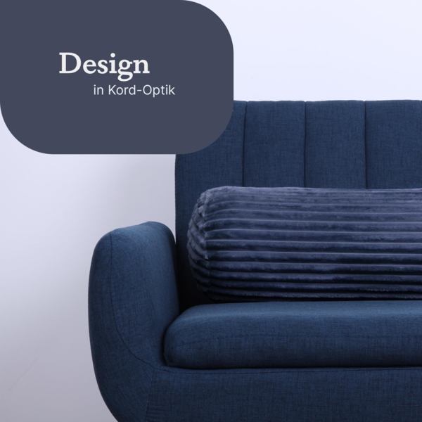 Sofakissen 70 x Ø20cm ( 2er Pack / Dunkelblau ) Cord Optik - Kuschelig weicher Bezug mit Reißverschluss - Kissen - Öko Tex - Sofakissen, Dekokissen Bild 5