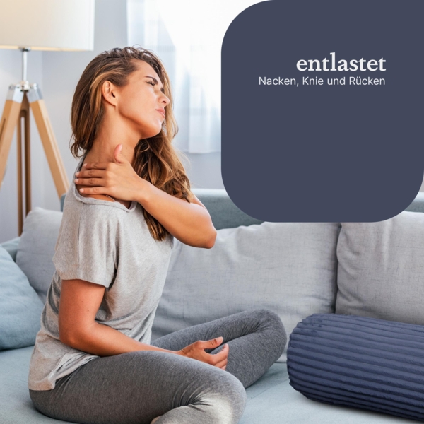 Sofakissen 70 x Ø20cm ( 2er Pack / Dunkelblau ) Cord Optik - Kuschelig weicher Bezug mit Reißverschluss - Kissen - Öko Tex - Sofakissen, Dekokissen Bild 3