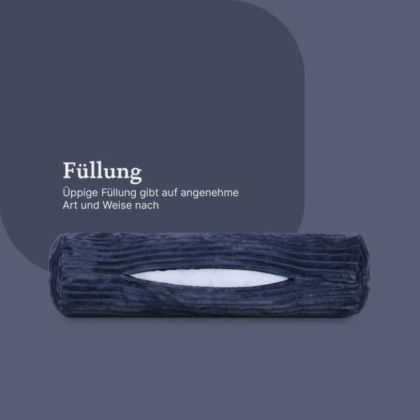Sofakissen 70 x Ø20cm ( 2er Pack / Dunkelblau ) Cord Optik - Kuschelig weicher Bezug mit Reißverschluss - Kissen - Öko Tex - Sofakissen, Dekokissen Bild 6