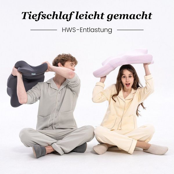 CHICASA Kopfkissen Nackenstützkissen aus 55D Memory Foam, HWS-stützend, abnehmbarer Bezug, Maße: 65 × 41 × 12/8 cm (zwei Höhen), 5-Zonen-Stützsystem, 100 % Memory-Schaum, 4D-Luftzirkulationsstruktur, Reisedesign