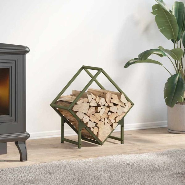 vidaXL Brennholzregal Olivgrün 50x25x50 cm Kaltgewalzter Stahl 864278