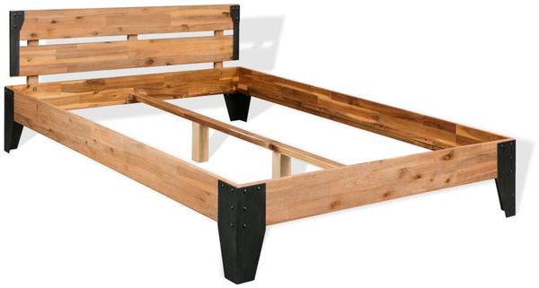 vidaXL Massivholzbett Akazie Stahl 152x203 cm 281453