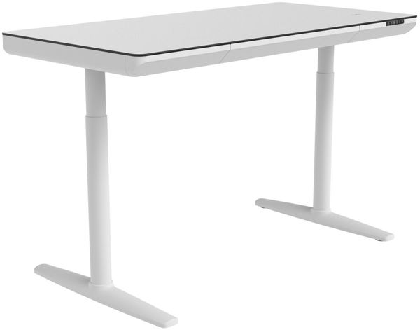 Novel 'THEA 2' Höhenverstellbarer Schreibtisch, Holznachbildung weiß schwarz, 140 x 118 x 70 cm, mit Memoryfunktion und dualem Motor