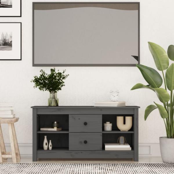 TV-Schrank Grau 103x36,5x52 cm Massivholz Kiefer [814571]