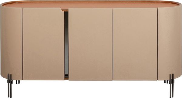 Kare Sideboard Tango, beige/orange, 150x75 cm, mit 4 Fächern, textilbeschichtet, robuste Aufbewahrungsmöglichkeit, Wohnzimmer