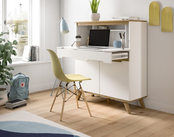 'Hygge' Sekretär, weiß und Eiche, 100 x 118 x 40 cm Bild 5