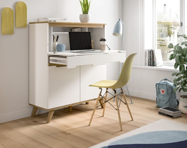 'Hygge' Sekretär, weiß und Eiche, 100 x 118 x 40 cm Bild 2