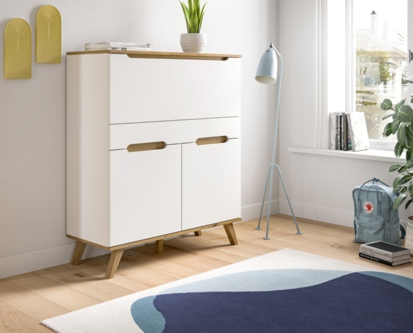 'Hygge' Sekretär, weiß und Eiche, 100 x 118 x 40 cm Bild 3