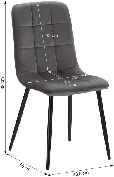 Essgruppe mit 2 Stühlen Esstisch Weiß 80x80 cm Esszimmertisch Holz Massiv Polsterstühle Samt Grau Bild 3