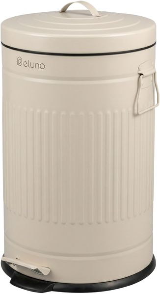 eluno Abfalleimer VINTAGE, Treteimer, Metall, beige, 20 Liter Fassungsvermögen